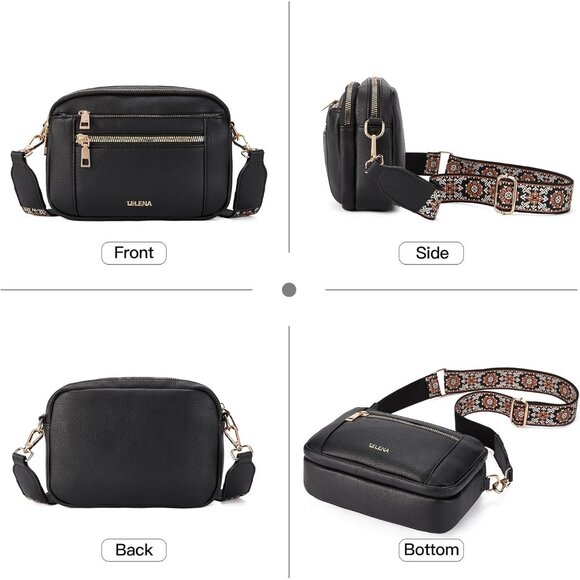 Telena Women Black Trendy Vegan Leather Shoulder Handbags With Adjustable Strap - Picture 7 of 7